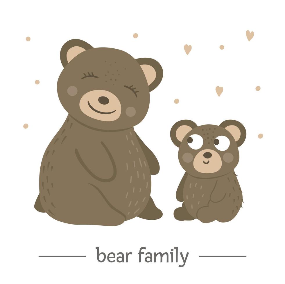 vector hand- getrokken vlak baby beer met ouder. grappig bos- dier tafereel tonen familie liefde. schattig Woud dierlijk illustratie voor kinderen ontwerp, afdrukken, schrijfbehoeften