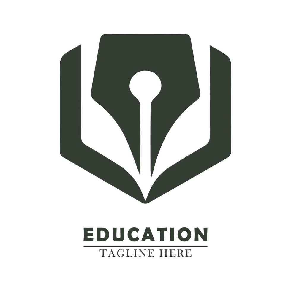 leerzaam concept pen en boek logo icoon vector