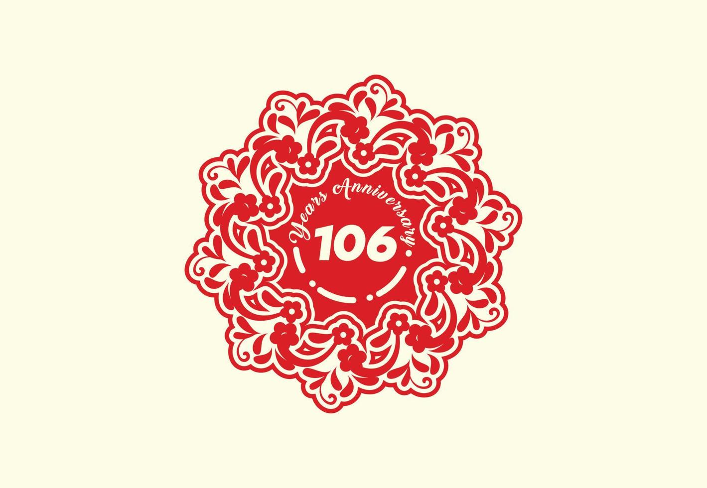 106 jaren verjaardag logo en sticker ontwerp vector