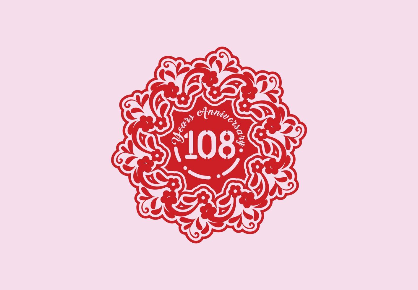 108 jaren verjaardag logo en sticker ontwerp vector