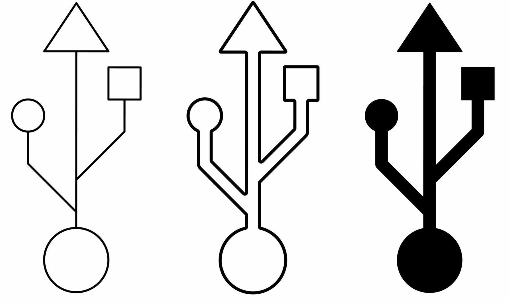 usb icon set geïsoleerd op een witte achtergrond vector