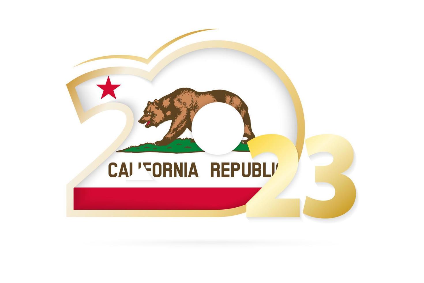 jaar 2023 met Californië vlag patroon. vector