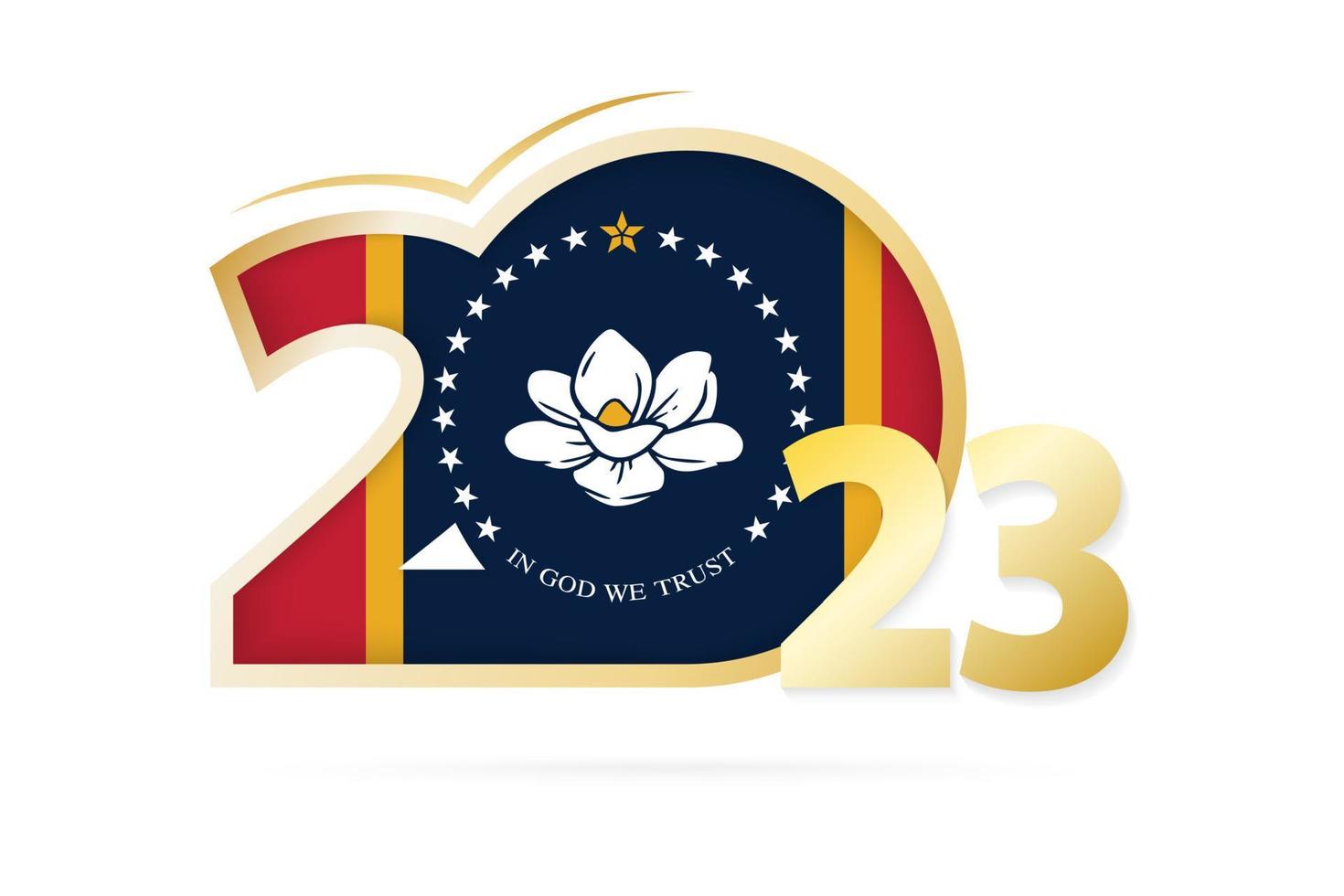 jaar 2023 met Mississippi vlag patroon. vector
