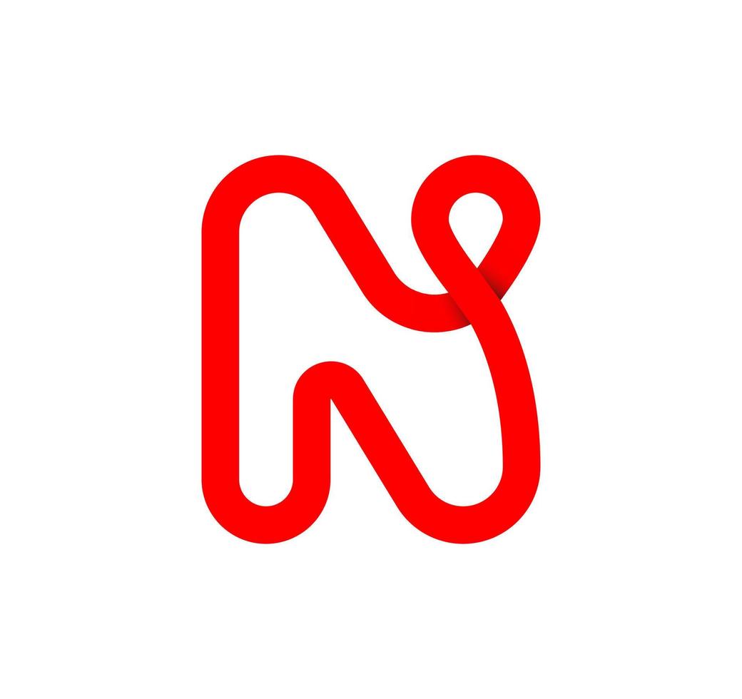brief n oneindigheid teken. cyclisch rood brief n. modern natuurlijk eindeloos lus. futuristische logo zakelijke ontwerp. vector