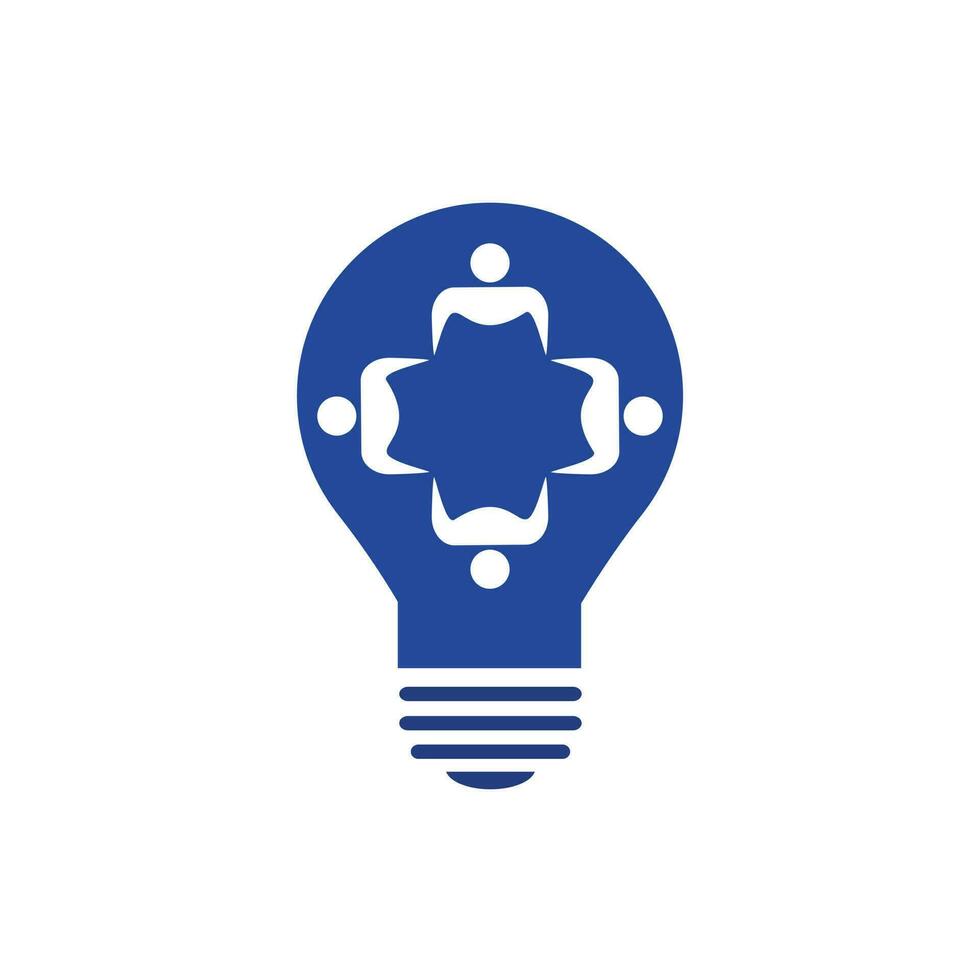 mensen in licht lamp vector ontwerp. zakelijke bedrijf en industrieel creatief logotype symbool. brainstorming en samenspel concept.
