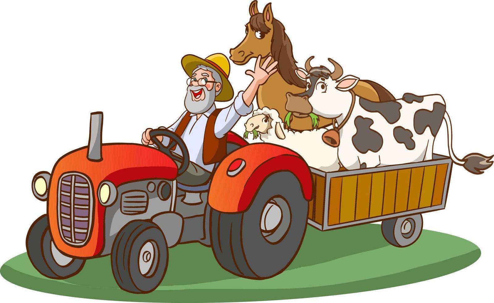 boer het rijden trekker vector illustratie