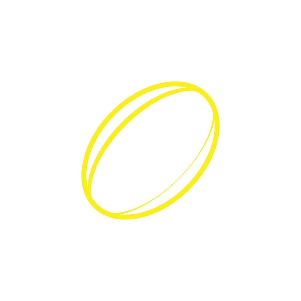 eps10 geel vector rugby bal abstract lijn kunst icoon geïsoleerd Aan wit achtergrond. rugby sport bal schets symbool in een gemakkelijk vlak modieus modern stijl voor uw website ontwerp, logo, en mobiel app