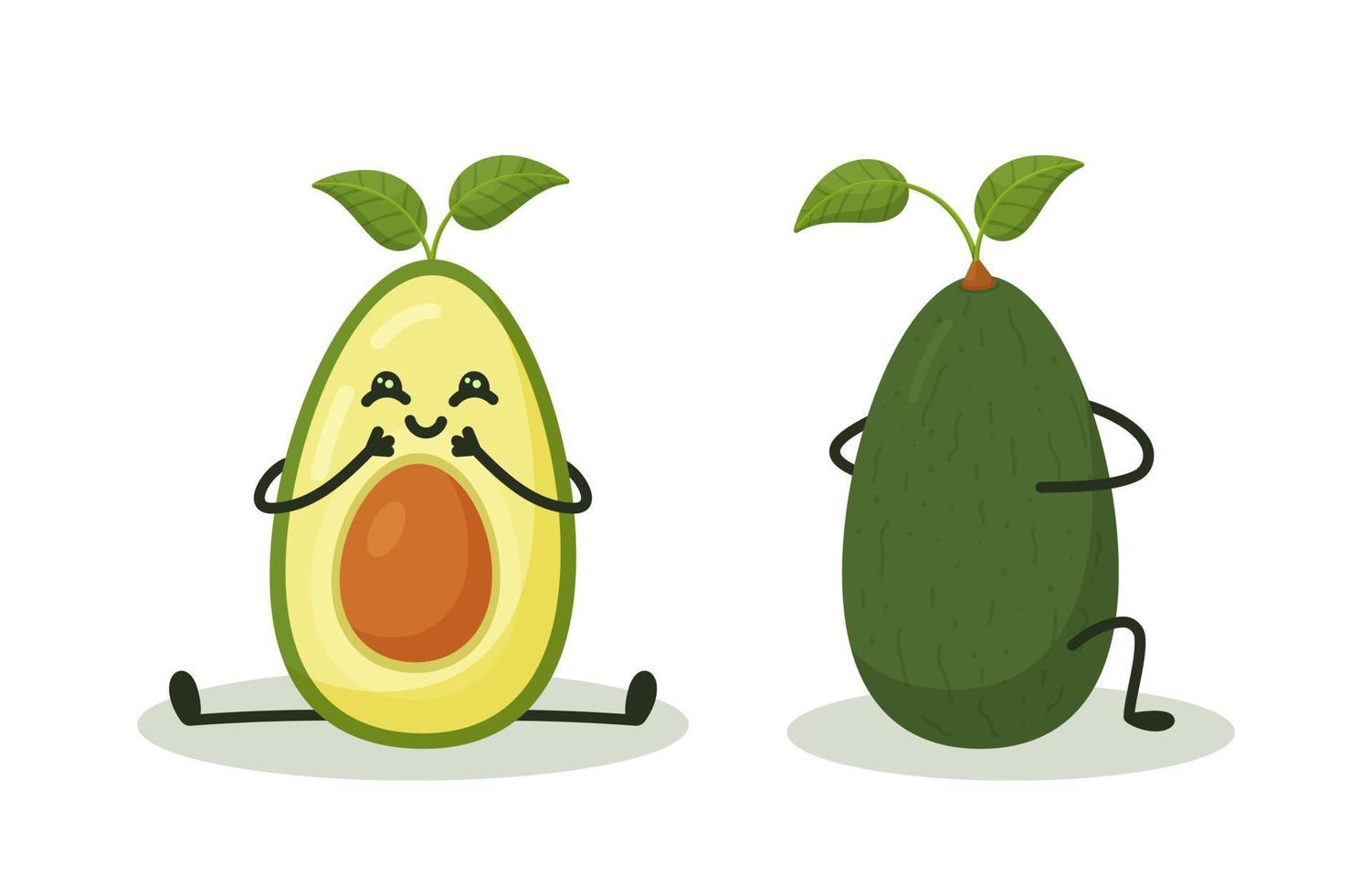 schattig en verlegen avocado Aan beide kanten. vector illustratie van avocado karakters. isoleren Aan wit achtergrond.