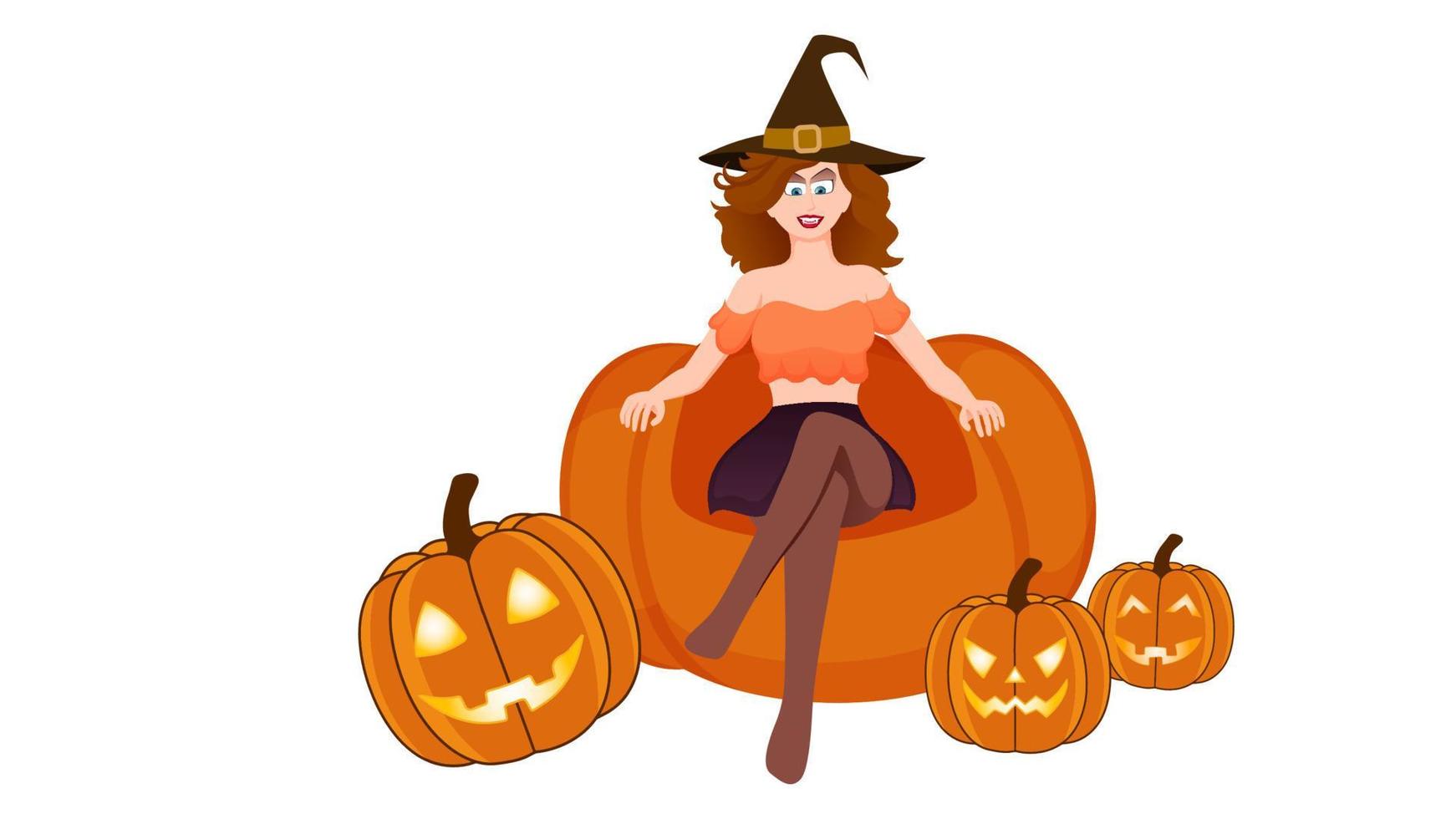 gelukkig halloween, heks karakter vector illustratie Aan wit achtergrond.