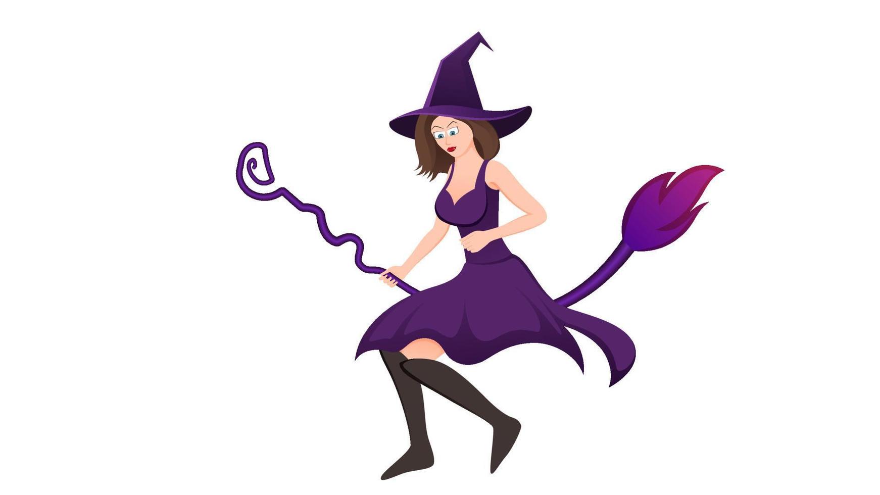 gelukkig halloween, heks karakter vector illustratie Aan wit achtergrond.