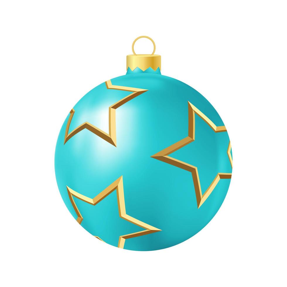 turkoois Kerstmis boom speelgoed- met gouden sterren realistisch kleur illustratie vector