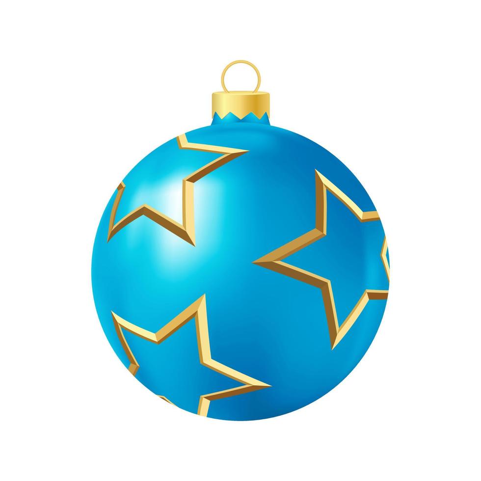 blauw Kerstmis boom speelgoed- met goud sterren realistisch kleur illustratie vector