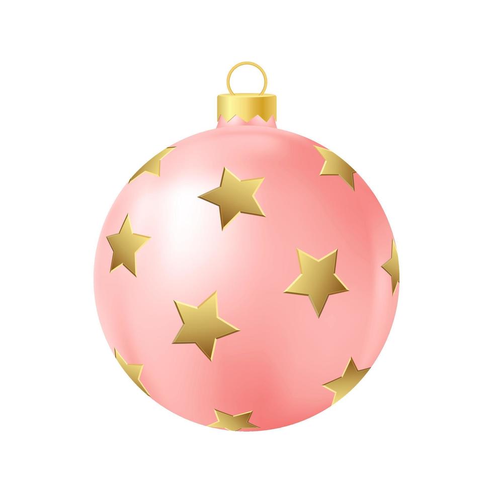 rood Kerstmis boom speelgoed- met gouden sterren realistisch kleur illustratie vector