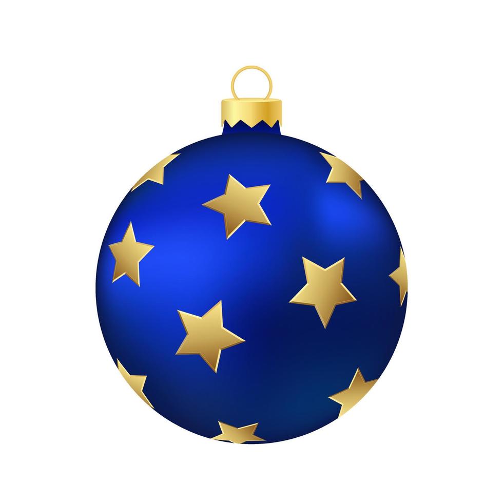 blauwe kerstboom speelgoed of bal volumetrische en realistische kleurenillustratie vector