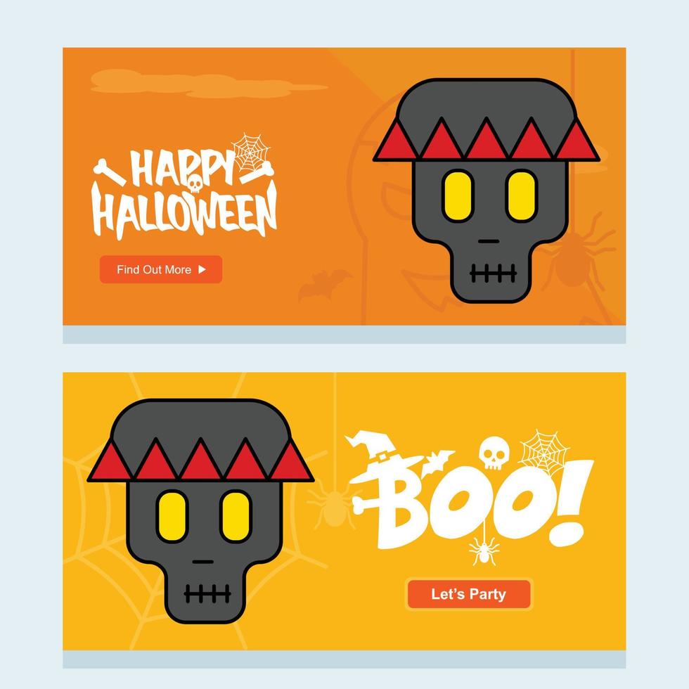 gelukkig halloween uitnodiging ontwerp met schedel vector