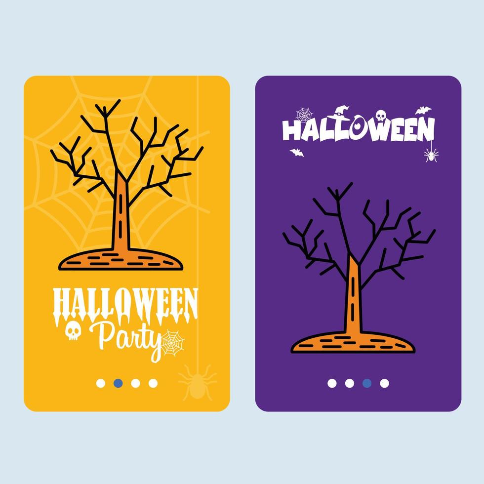 gelukkig halloween uitnodiging ontwerp met boom vector