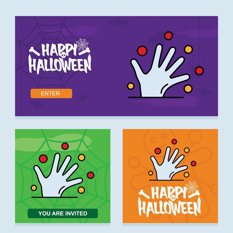 gelukkig halloween uitnodiging ontwerp met hand- vector