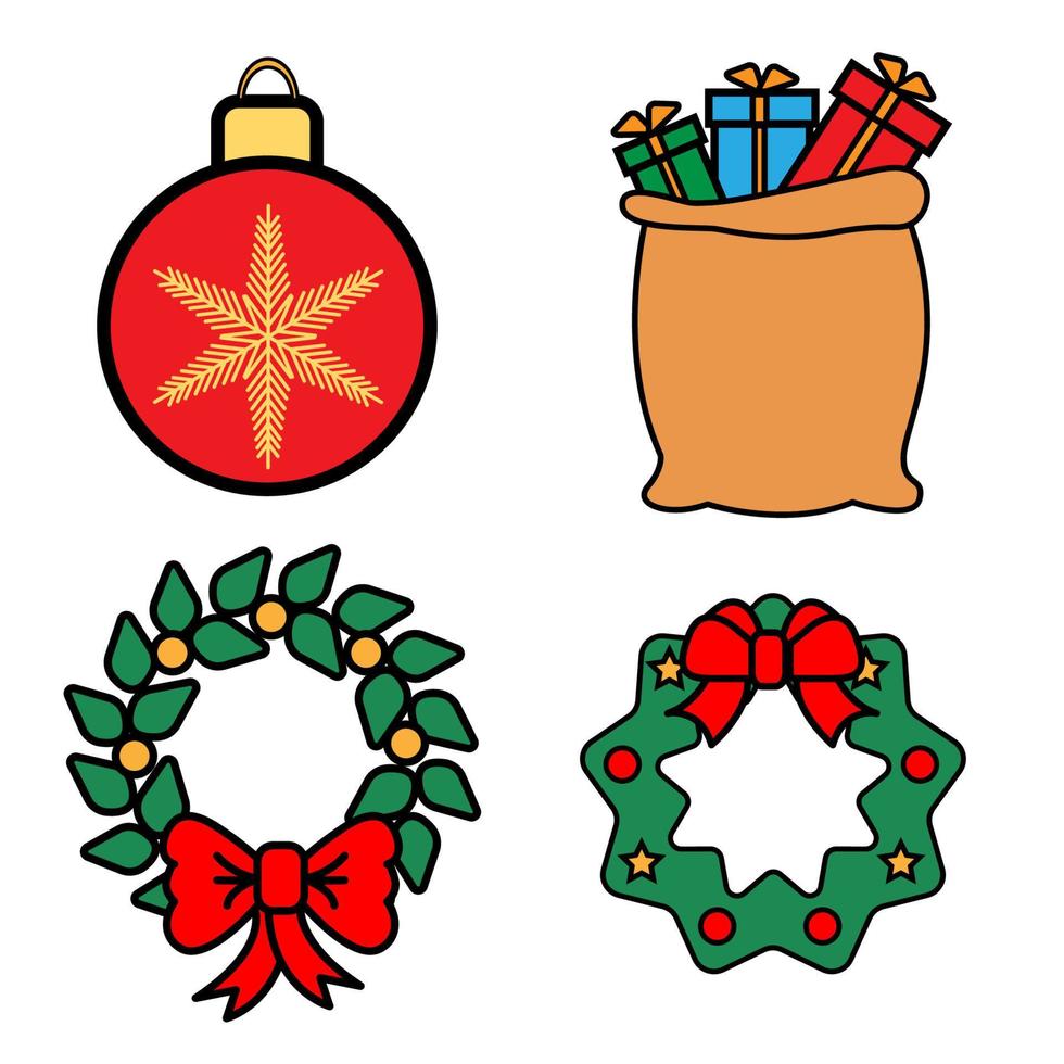 Kerstmis icoon, winter set. vector illustratie in vlak ontwerp