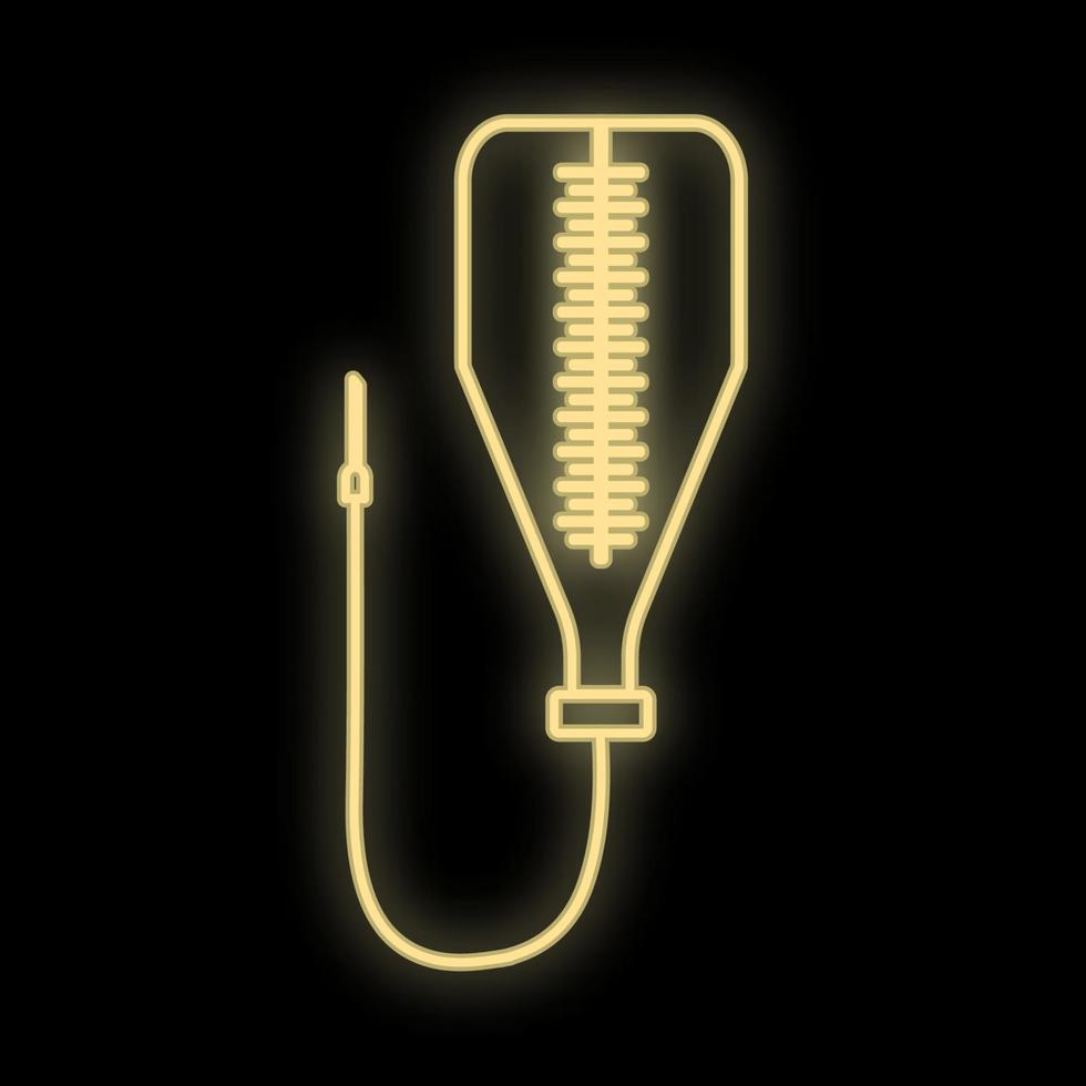 helder lichtgevend geel medisch digitaal neon teken voor een apotheek of ziekenhuis op te slaan mooi glimmend met een pipet Aan een zwart achtergrond. vector illustratie