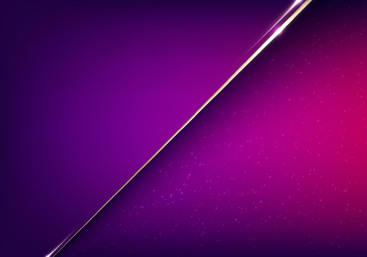 abstract luxe Purper en roze helling papier besnoeiing achtergrond met gouden diagonaal lijn en schitteren verlichting effect vector