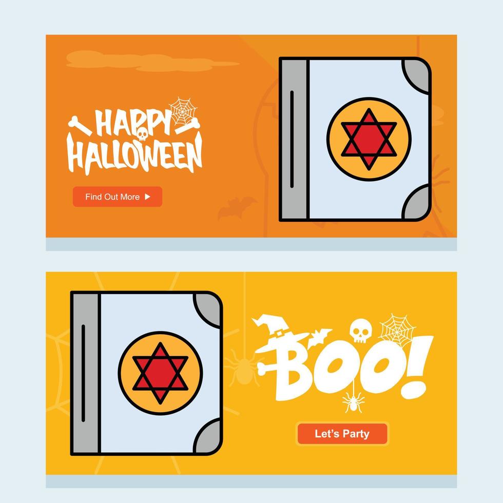 gelukkig halloween uitnodiging ontwerp met duivel boek vector