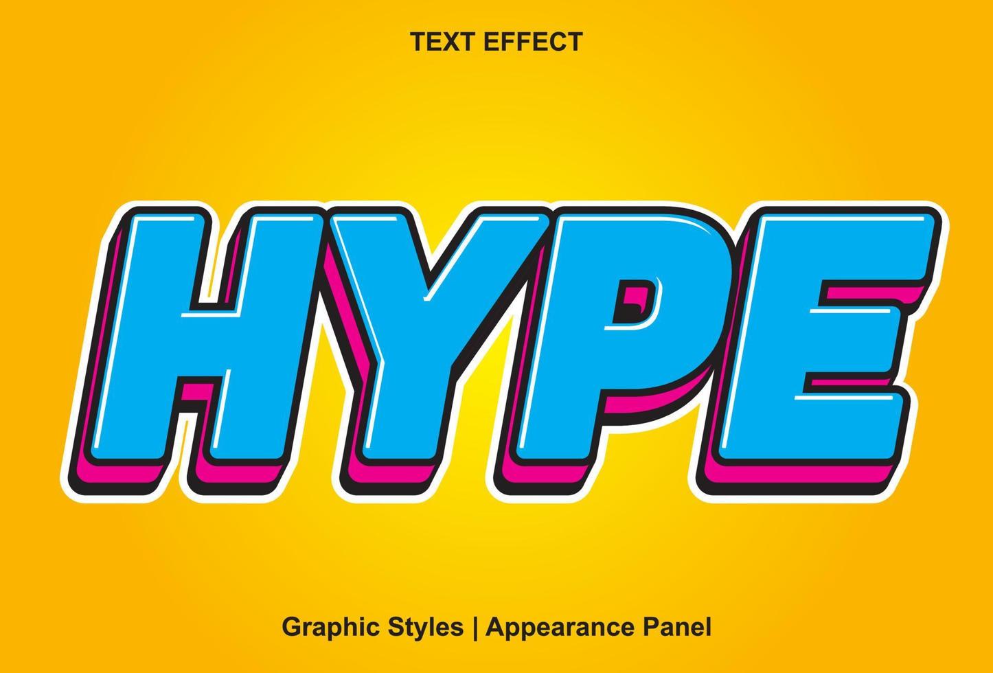 hype-teksteffect met bewerkbare blauwe en gele kleur. vector