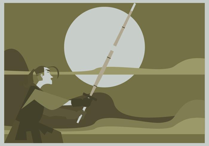 Een Man Practices Kendo Vector