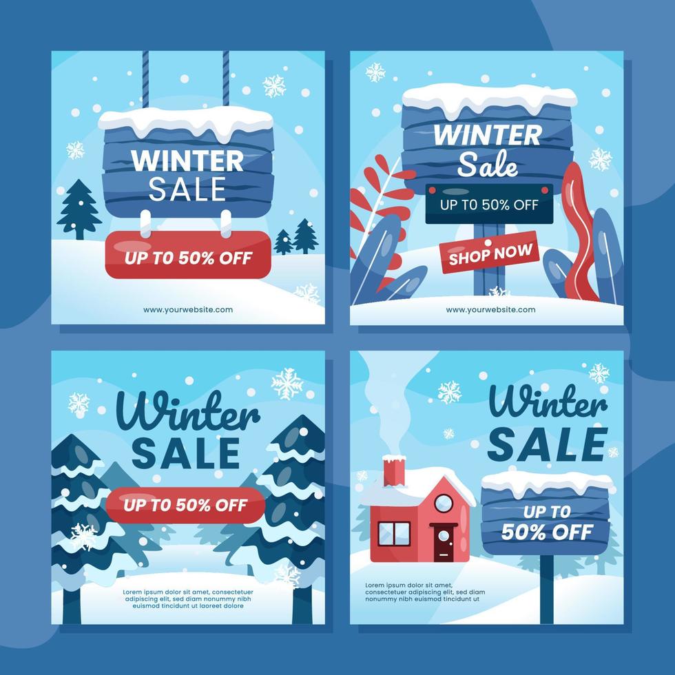 winteruitverkoop social media sjabloon vector