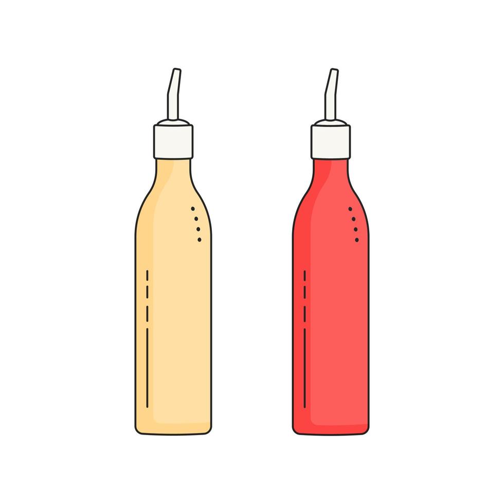 ketchup en mosterd potten geïsoleerd Aan wit achtergrond. tekening stijl. vector