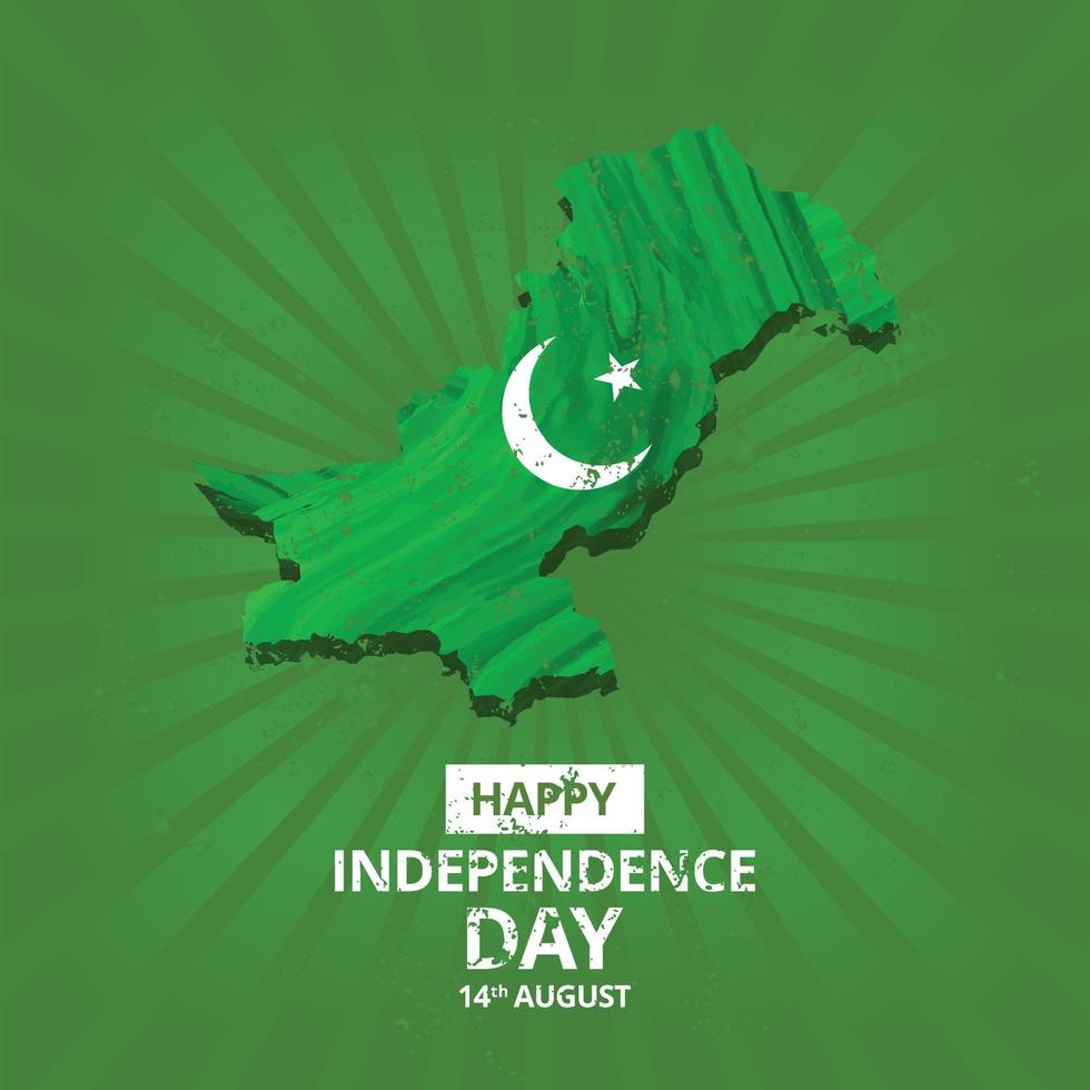 creatief illustratie voor onafhankelijkheid dag viering van Pakistan. Pakistan kaart met wit maan en vector