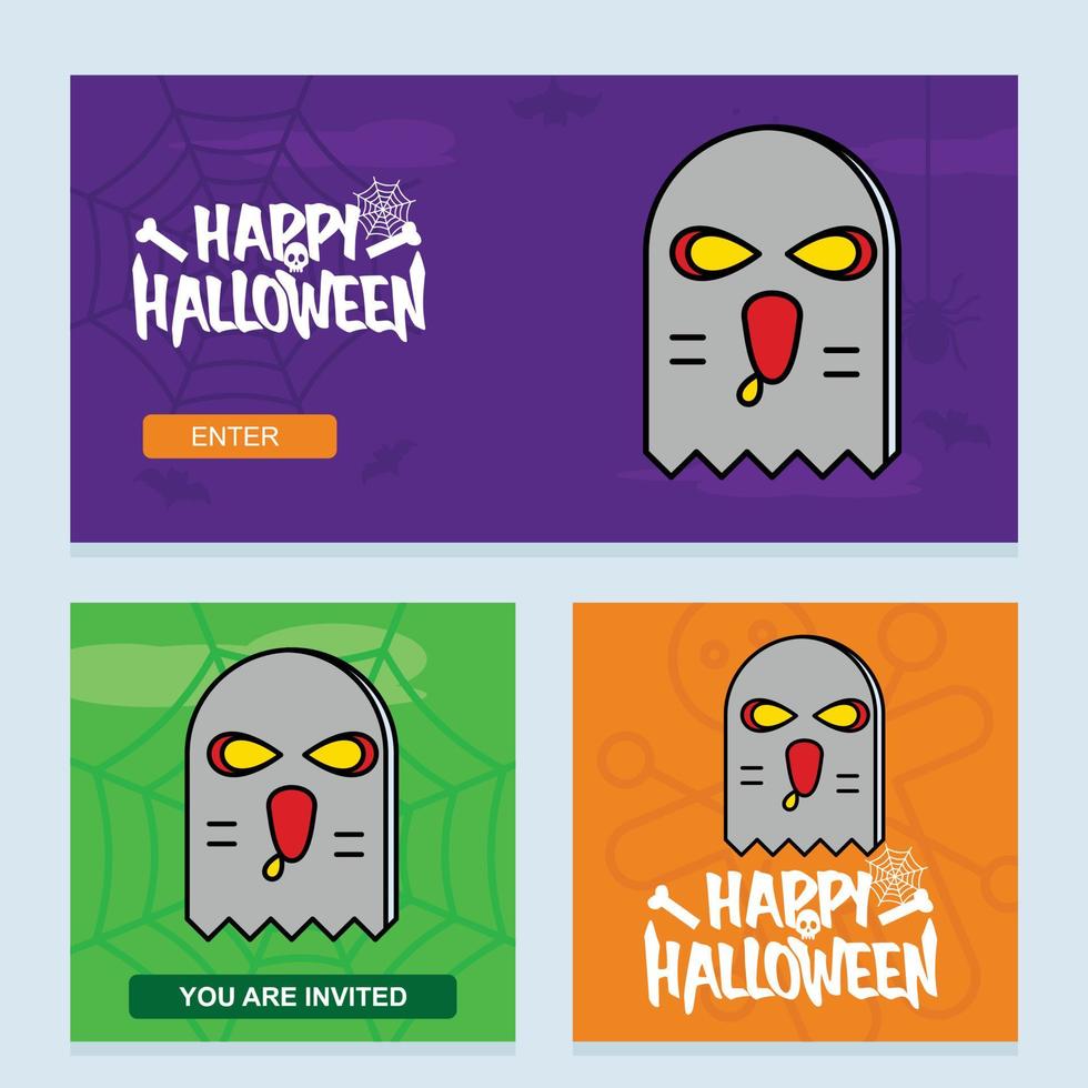 gelukkig halloween uitnodiging ontwerp met geest vector