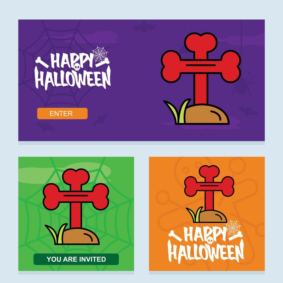 gelukkig halloween uitnodiging ontwerp met graf vector