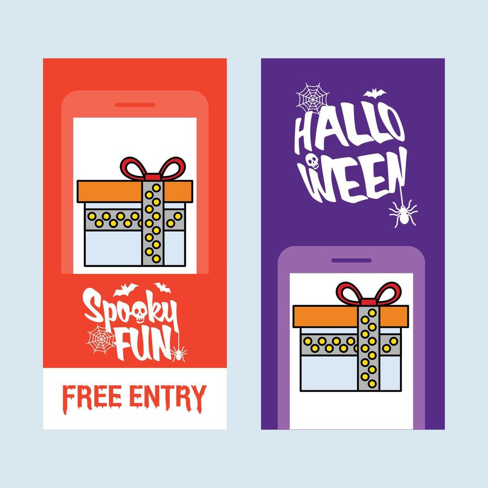 gelukkig halloween uitnodiging ontwerp met giftbox vector