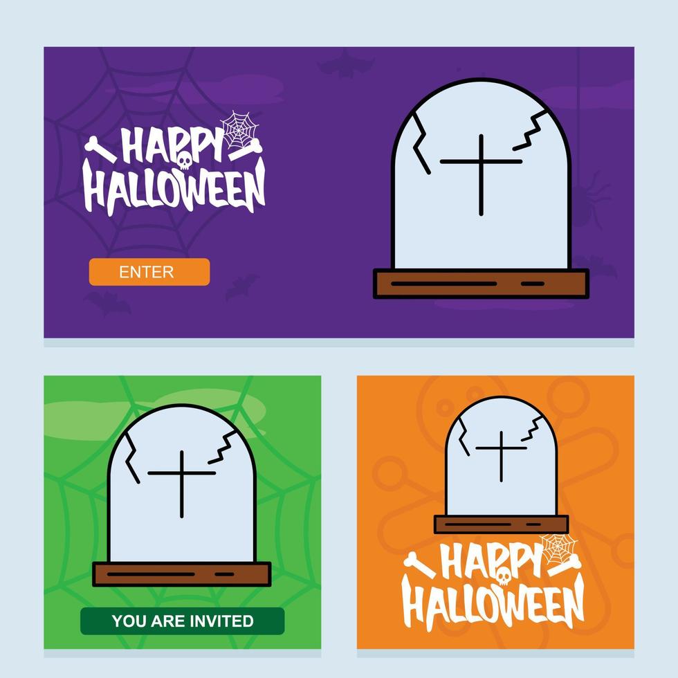 gelukkig halloween uitnodiging ontwerp met graf vector