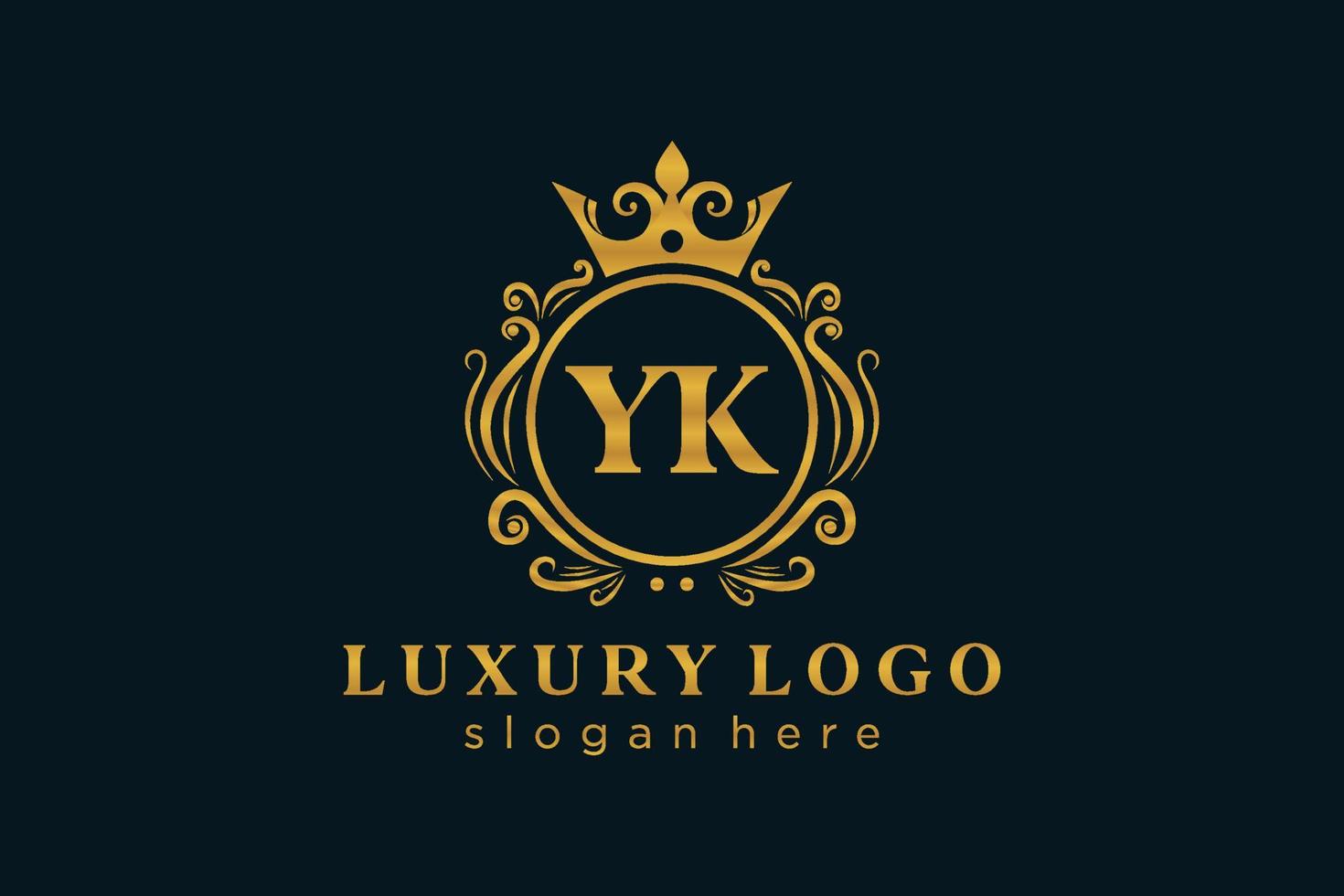 eerste yk brief Koninklijk luxe logo sjabloon in vector kunst voor restaurant, royalty, boetiek, cafe, hotel, heraldisch, sieraden, mode en andere vector illustratie.