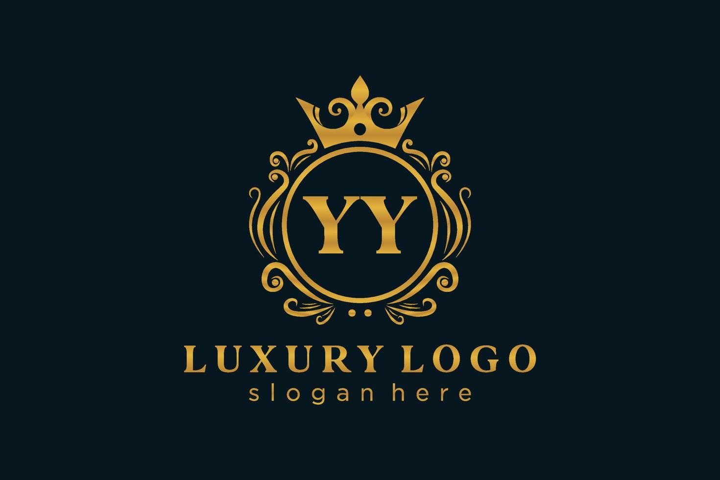 eerste yy brief Koninklijk luxe logo sjabloon in vector kunst voor restaurant, royalty, boetiek, cafe, hotel, heraldisch, sieraden, mode en andere vector illustratie.