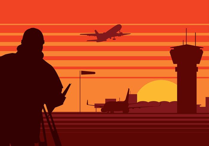 Landmeter Luchthaven Silhouet Gratis Vector