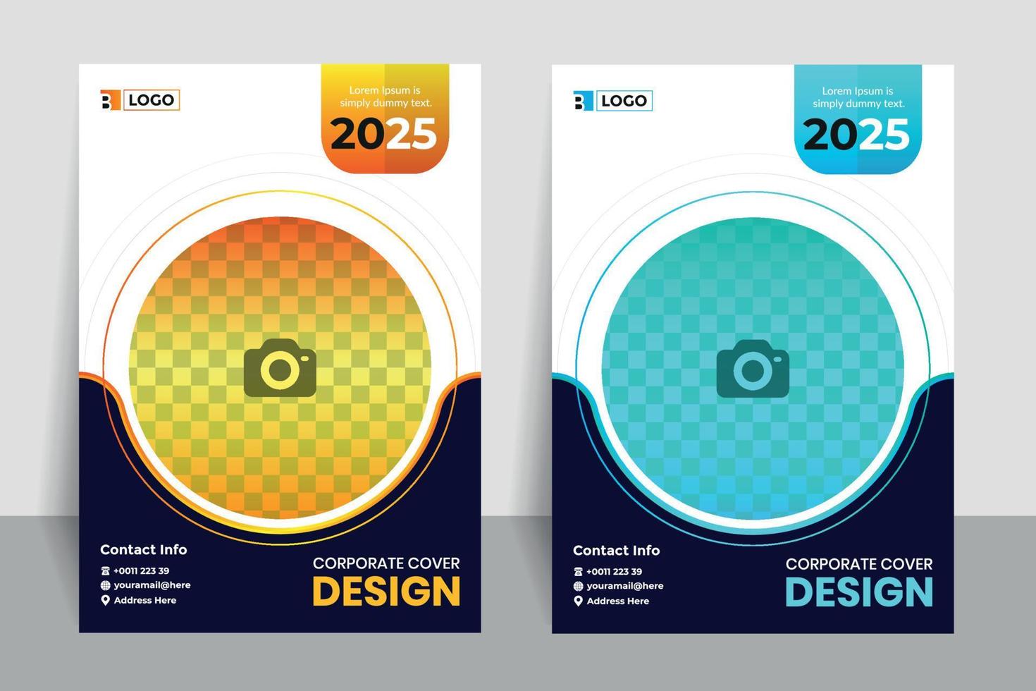 zakelijke Hoes sjabloon ontwerp, brochure, jaar- rapport, boekje, en folder met verschillend kleur stelt. vector