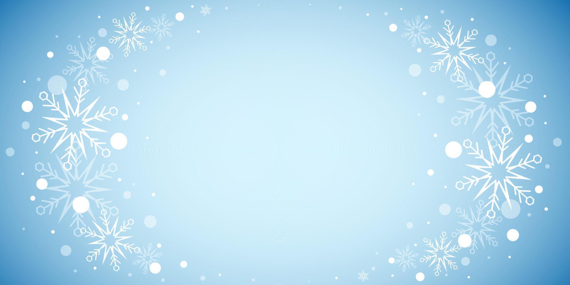 licht blauw achtergrond met ronde kader van sneeuwvlokken en ellipsen vector