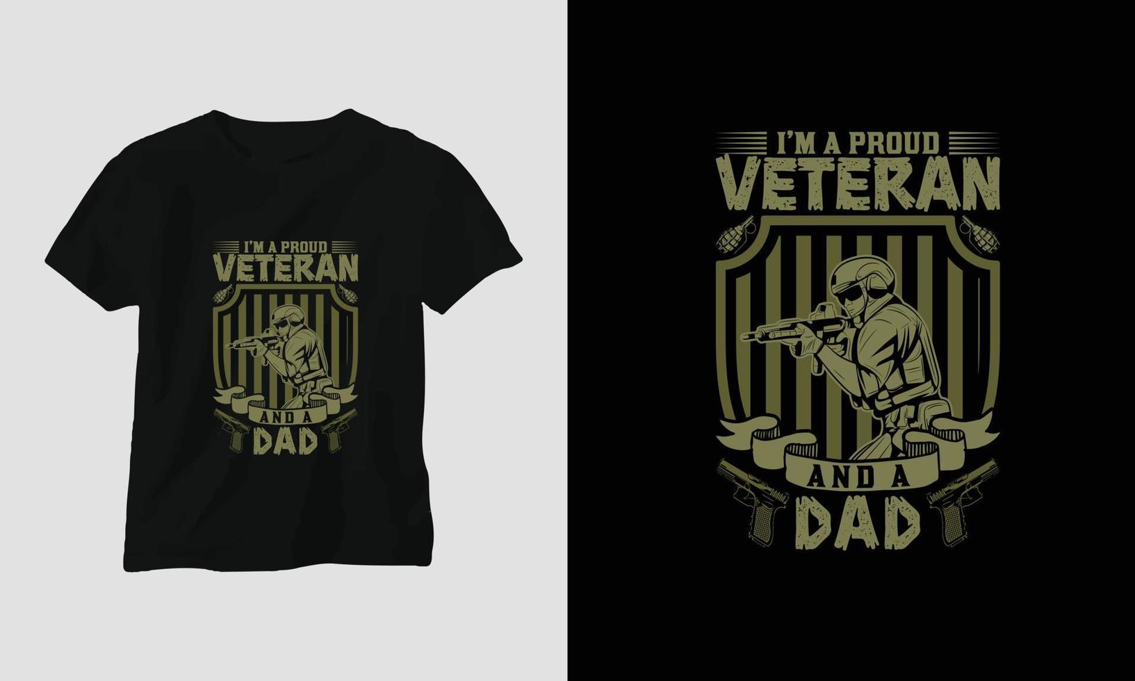 veteraan dag t-shirt ontwerp met de soldaat, vlag, wapens, en schedel. wijnoogst stijl met grunge effect vector