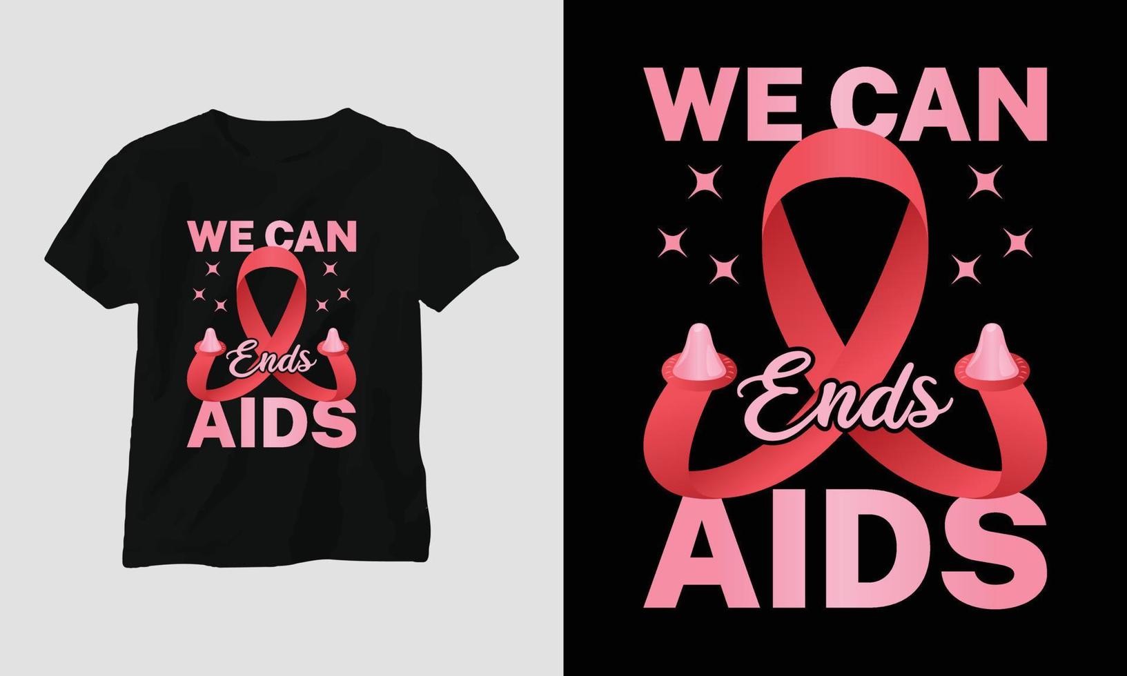 wereld AIDS dag t-shirt ontwerp met rood en roze kleuren en AIDS teken lint, condoom vector