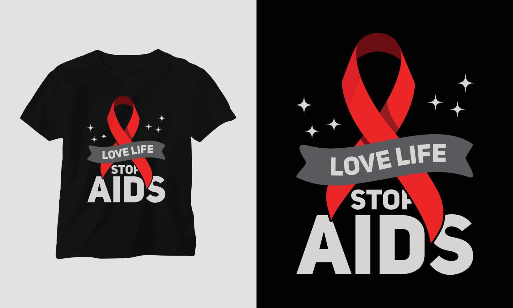 wereld AIDS dag t-shirt ontwerp met rood en roze kleuren en AIDS teken lint, condoom vector