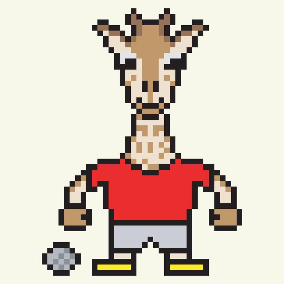 pixel kunst tekenfilm illustratie Amerikaans voetbal speler giraffe karakter vector