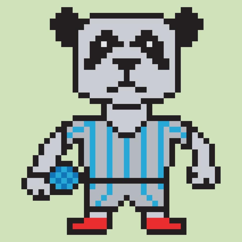 pixel kunst tekenfilm illustratie Amerikaans voetbal speler panda karakter vector