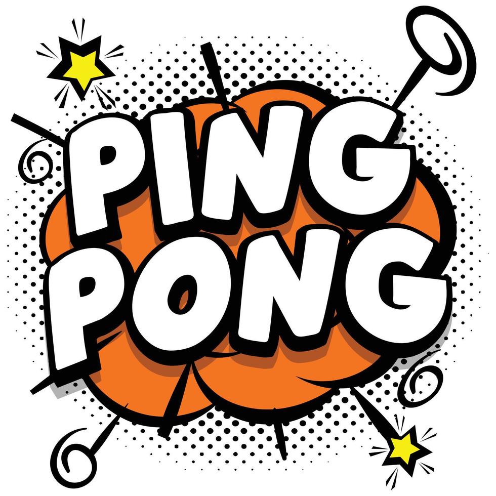 ping pong grappig helder sjabloon met toespraak bubbels Aan kleurrijk kaders vector