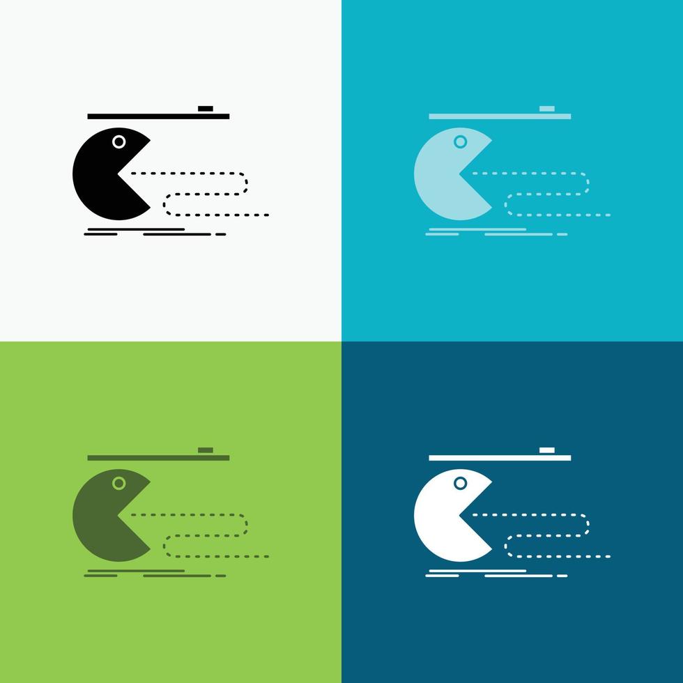 karakter. computer. spel. gamen. pacman icoon over- divers achtergrond. glyph stijl ontwerp. ontworpen voor web en app. eps 10 vector illustratie