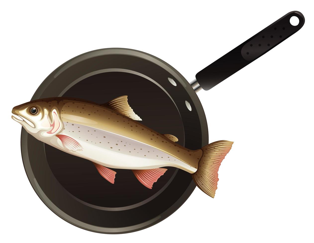 bovenaanzicht van een vis op een pan vector