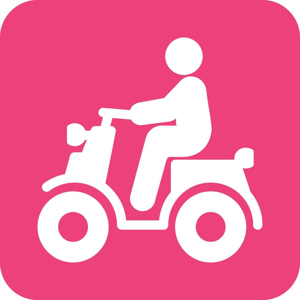 rijden scooter glyph ronde achtergrond icoon vector