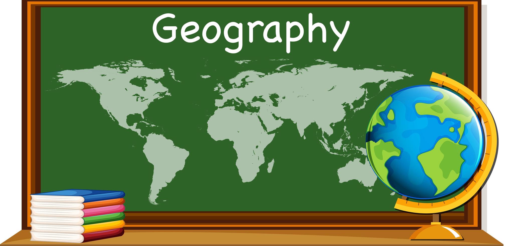 geografie onderwerp met wereldkaart en boeken vector