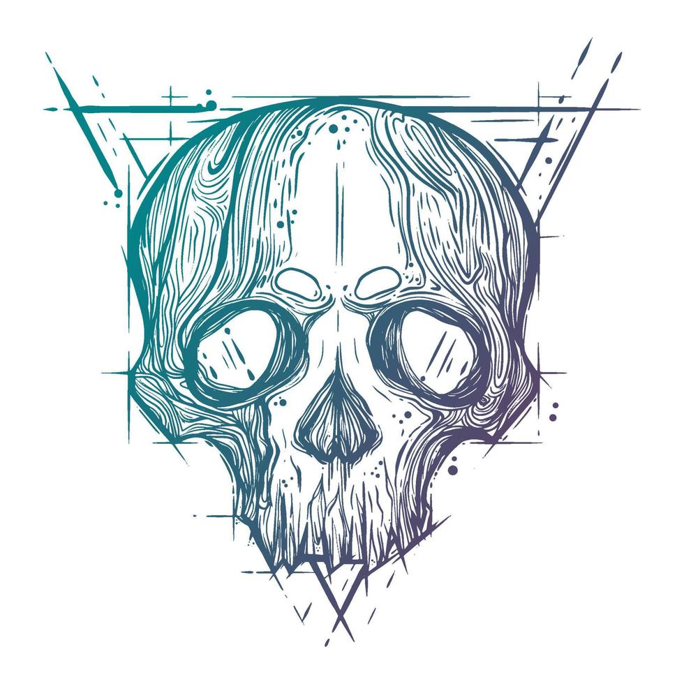 tatoeëren schedel retro ontwerp voor logo's, kaarten, halloween. vector